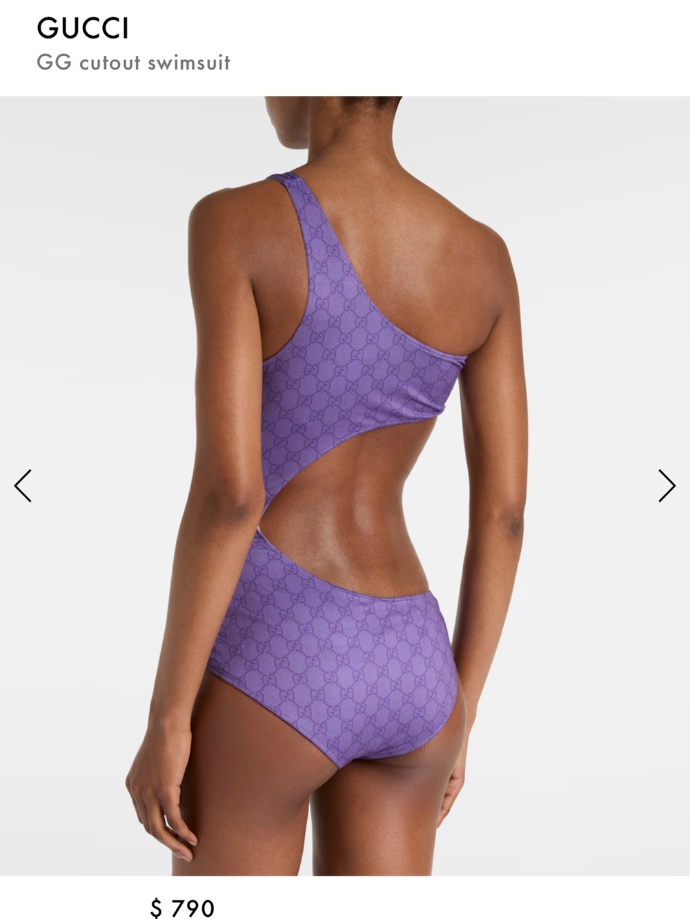Gucci Purple One-Shoulder GG Cutout Swimsuit - Picture 2 of 5